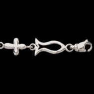 Sterling Silver Freeform Cross   Ichtus Bracelet