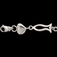 Sterling Silver Teen Ichtus And Hearts Bracelet