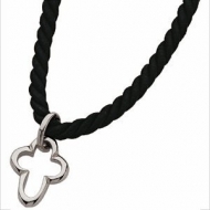 Sterling Silver Teen Cross W 16 Black Lazo
