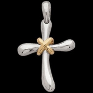 Sterling Silver Teen Two Tone Freeform Cross Pendant