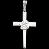 Sterling Silver Teen Cross With Footprint Pendant
