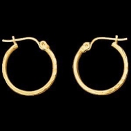 14K Yellow Gold Teen Diamond Cut Hoop Earring