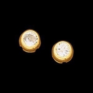 14K Yellow Gold Teen Round Bezel Earring