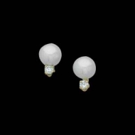 14K Yellow Gold Teen Cultured Pearl And Diamod Earring