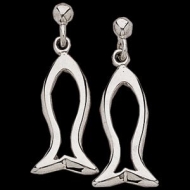 14K White Teen Ichtus Dangle Earrings