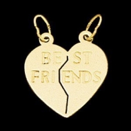 14K Yellow Gold Teen  Best Friends Heart Pendant
