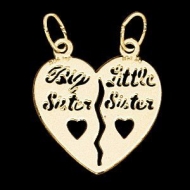 14K Yellow Gold Teen Big Sister  Little Sister  Pendant