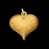 14K Yellow Gold Teen Puffed Heart Pendant