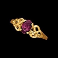 14K Yellow Gold Teen Oval Imitation Amethyst Ring