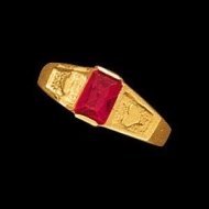 14K Yellow Gold Teen Rectangle Imitation Stone Ring