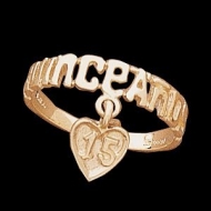 14K Yellow Gold Teen Quinceanera Ring