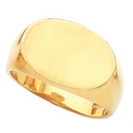 14K Gold Gents Signet Rings W Brush Finished Top