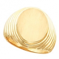 14K Gold Gents Signet Ring W Brush Finished Top