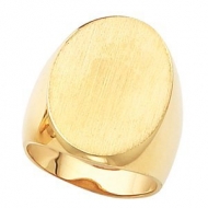 14K Gold Gents Signet Ring W Brush Finished Top