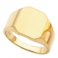 14K Gold Gents Ring W Brush Finished Top