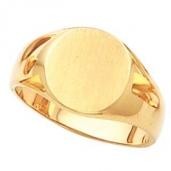 14K Gold Gents Signet Ring W Brush Finished Top