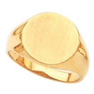 14K Gold Gents Signet Ring W Brush Finished Top