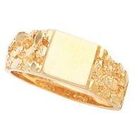 14K Gold Gents Signet Ring W  Brush Finished