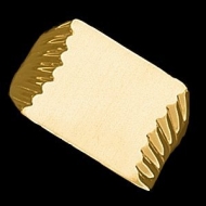 14K Gold Gents Signet Ring W Brush Finished Top