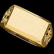 14K Gold Gents Signet Mounting Ring W Brush Finished Top