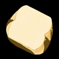 14K Gold Gents Signet Ring W Brush Finished Top