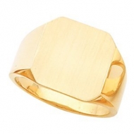 14K Gold Gents Signet Ring W Brush finished Top