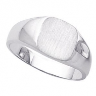 14K Gold Gents Solid Signet Ring W Brush Finished Top