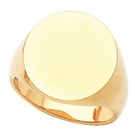 14K Gold Gents Solid Signet Ring W Brush Finished Top