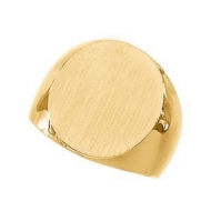 14K Gold Gents Solid Signet Ring W Brush Finished Top