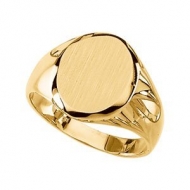 14K Gold Gents Signet Mounting Ring W Brush Finished Top