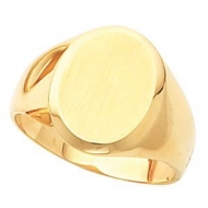 14K Gold Gents Solid Signet Mounting Ring W Brush Finished Top