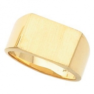 14k Gold Gents Signet Ring W Brush Finished Top