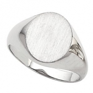 14K Gold Gents Hollow Signet Ring W Brush Finished Top