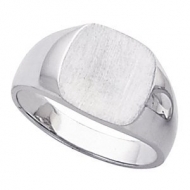 14K Gold Gents Signet Ring W Brush Finished Top