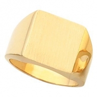 14K Gold Gents Signet Ring W Brush Finished Top