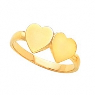 14K Gold Double Heart Signet Mounting Ring