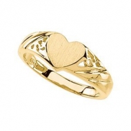 14K Gold Ladies Heart Signet Ring