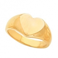 14K Gold Ladies Heart Signet Ring