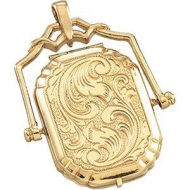 Solid 14K Yellow Gold Large Swivel Locket
