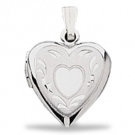 14K White Gold Heart Shaped Locket