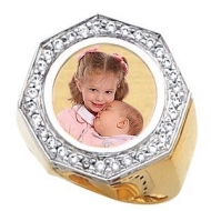 14K Gold   Diamond Men s Photo Lasered Ring