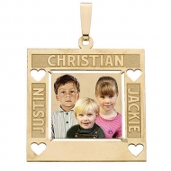Large Square Shaped Pendant w  3 Names