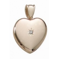 Solid 14k Premium Weight Yellow Gold Heart W  Center Diamond Picture Locket