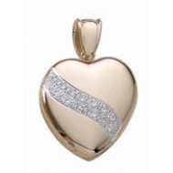 Solid 14k Premium Weight Yellow Gold Heart With Diamonds Picture Locket