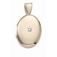 Solid 14k Premium Weight Yellow Gold Oval with Center Diamond Picture Locket