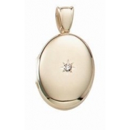 Solid 14k Premium Weight Yellow Gold Oval with Center Diamond Picture Locket