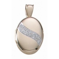 Solid 14k Premium Weight Yellow Gold Oval With Diamonds Picture Locket