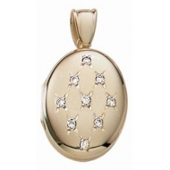 Solid 14k Premium Weight Yellow Gold Oval with Diamonds Picture Locket