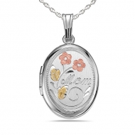 Sterling Silver Oval  Mom  Locket