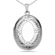 Sterling Silver Oval Hand Engraved Locket